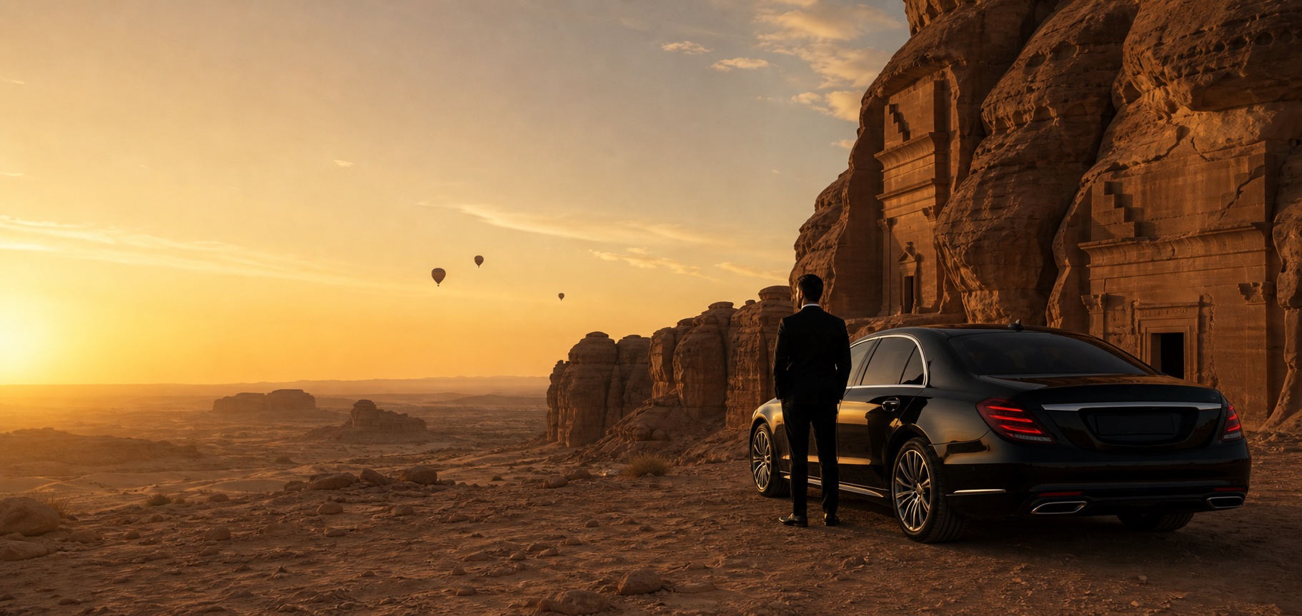 Luxury Saudi Arabia travel experience at AlUla with chauffeur-led arrival