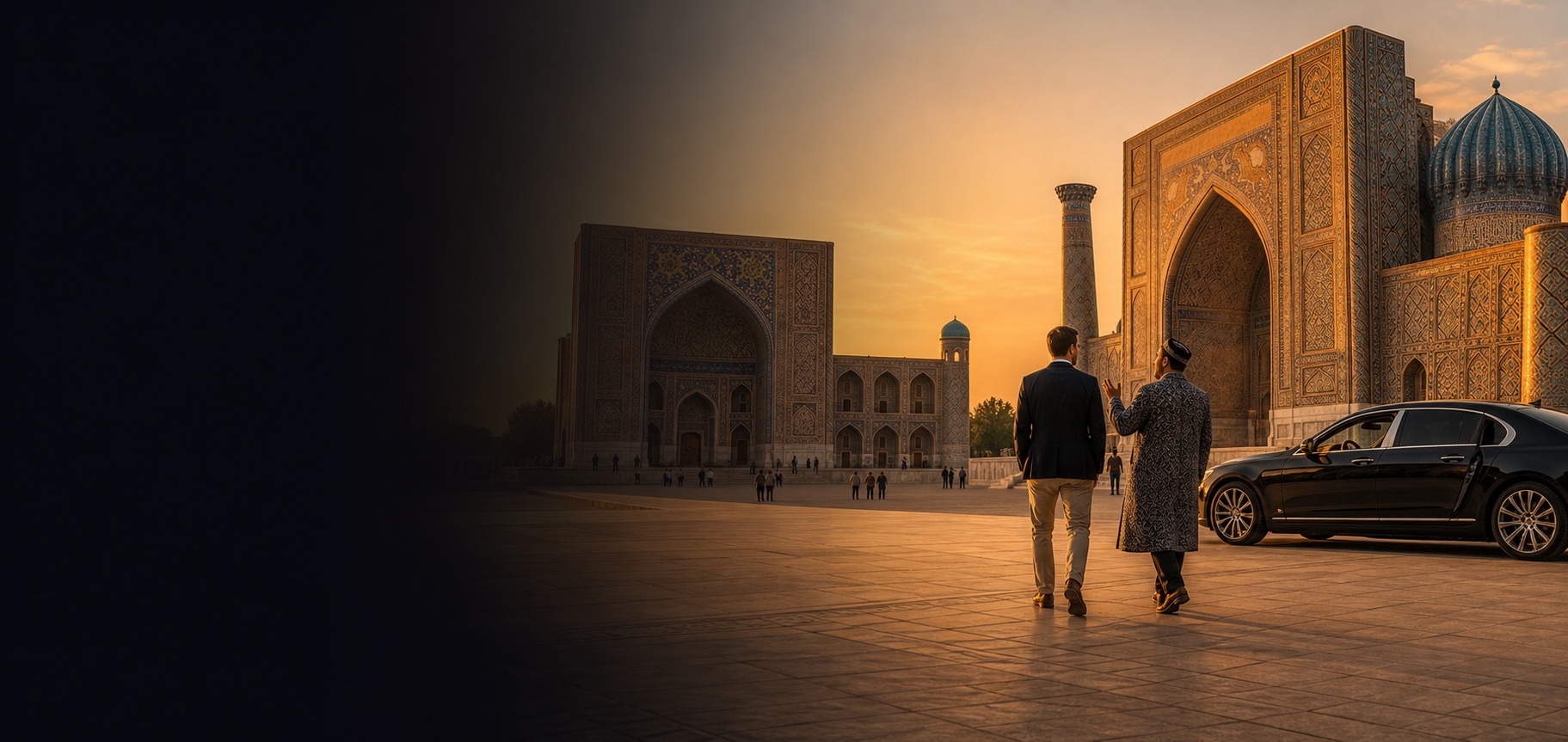 Luxury cultural journey at Samarkand in Uzbekistan with private guide and chauffeur car