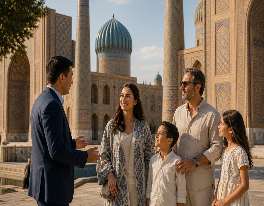Guided cultural travel support in Uzbekistan